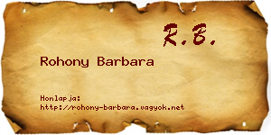 Rohony Barbara névjegykártya